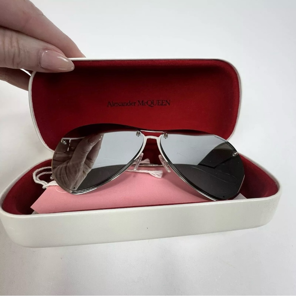 Alexander McQueen Authentic Silver Aviator Sunglasses